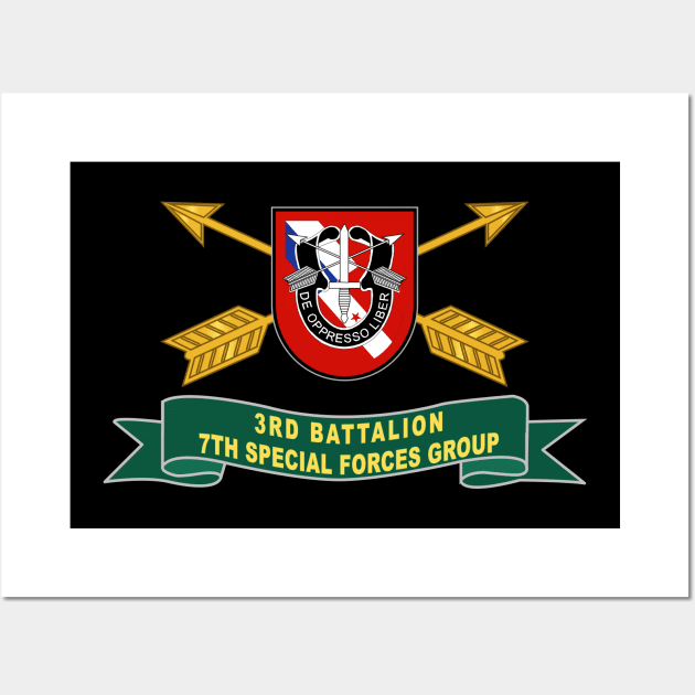 3rd Battalion, 7th Special Forces Group - 2 Rows Cbo - Flash w Br - Ribbon X 300 Wall Art by twix123844